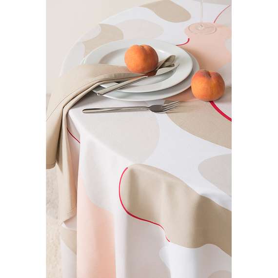 Скатерть из хлопка бежевого цвета с авторским принтом Freak Fruit, 170х250 см