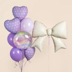 Сердце "Сиреневое в кремовый горох"