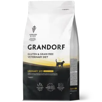 Сухой корм GRANDORF VETERINARY DIET Cat URINARY S/O MODERATE CALORIE Полнорационный диетический корм для кошек склонных к набору веса, при мочекаменной болезни, индейка 0,4кг