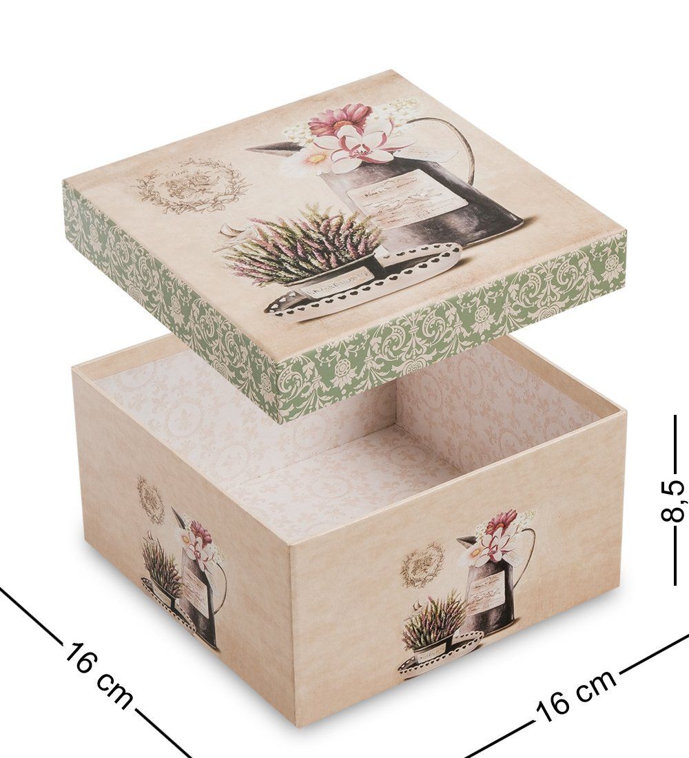 WG-103/2-B Коробка подарочная «Квадрат» цв.беж./зел.