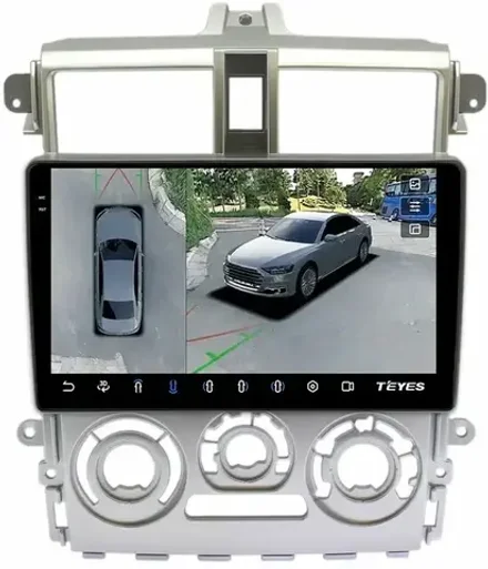 Магнитола для Mitsubishi Colt 6 2002-2012, Colt Plus (правый руль, рамка серебро) - Teyes CC3-2K-360 на Android 10, 2K QLED, 6Гб+128Гб, CarPlay, 4G SIM-слот, 4 камеры в комплекте