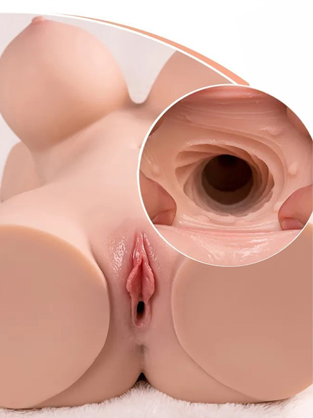 Телесный вибромастурбатор-торс 40х30х20см с функцией пенетрации Xise SHEQU Masturbator Doll Tiny with Thrusting