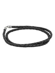 Гайтан кожаный черный с замком Captain Hook из серебра