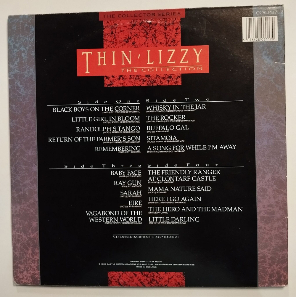 Винтажная виниловая пластинка LP Thin Lizzy The Collection 2LP (UK 1985)