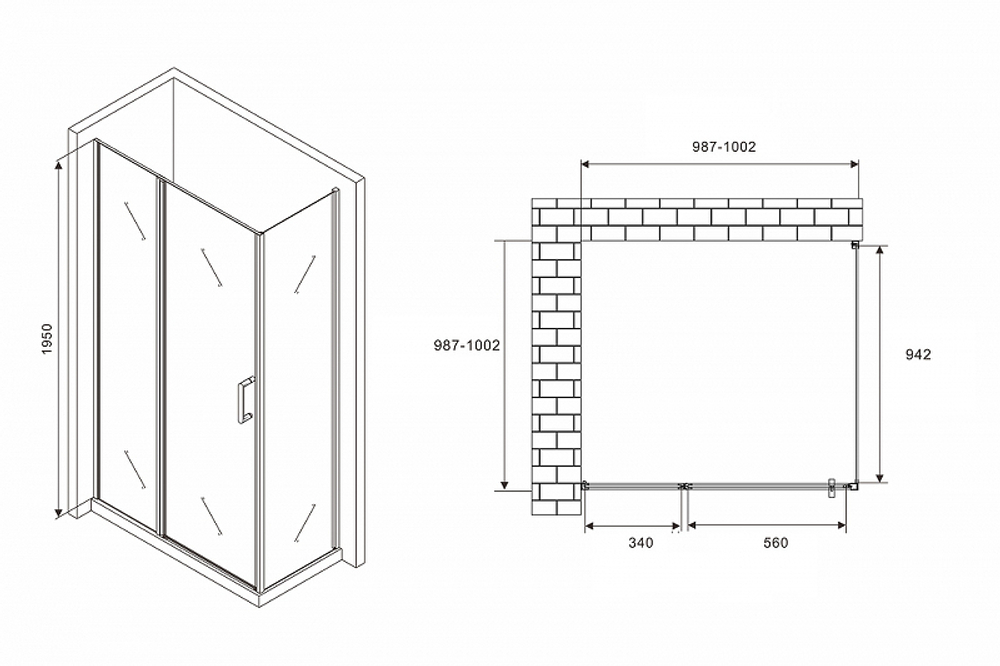 Душевой уголок Abber Sonnenstrand 100x100 AG04100S-S100 профиль Хром стекло прозрачное