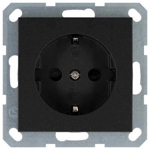 Розетка SCHUKO© с защитными шторками 16A 250V~ 2P+T, цвет Антрацит