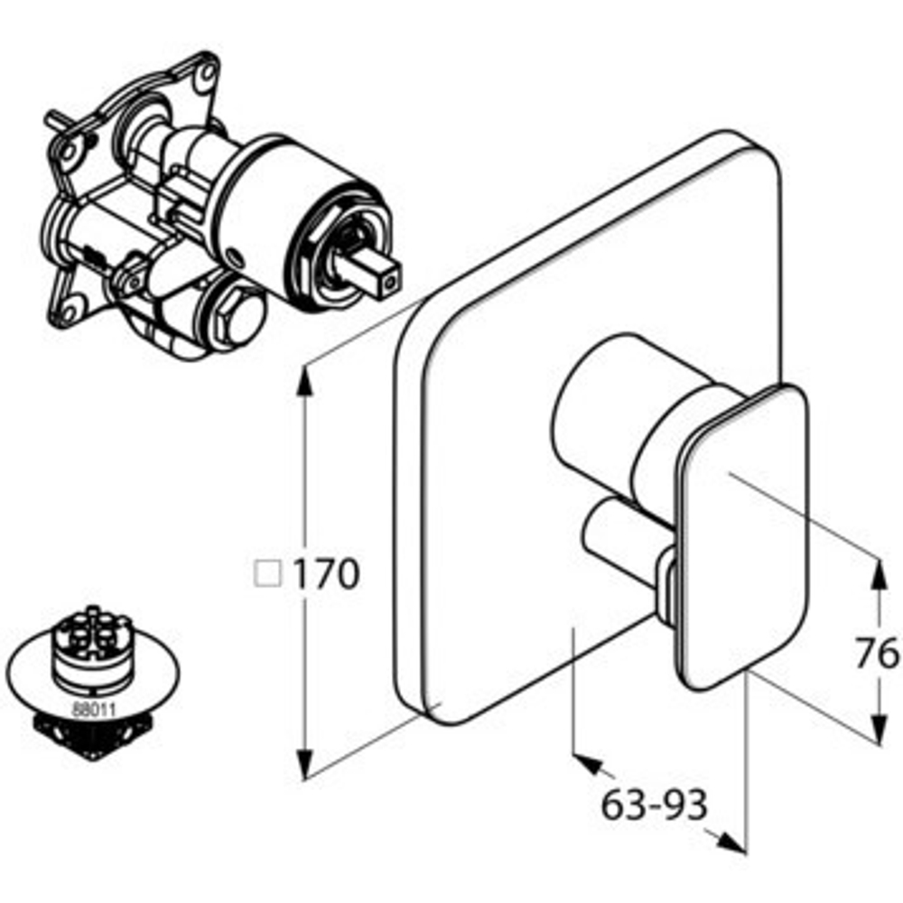 Смеситель для ванны и душа Kludi E2 встраиваемый, однорычажный (496500575)