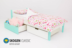 Детская кровать тахта с бортиком и ящиками Бельмарко Svogen мятно белый