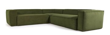 4-местный угловой диван Blok La Forma в зеленом толстом вельвете 290 x 290 см