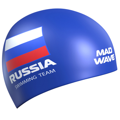 Шапочка для плавания силиконовая Mad Wave Swimming Team Russia