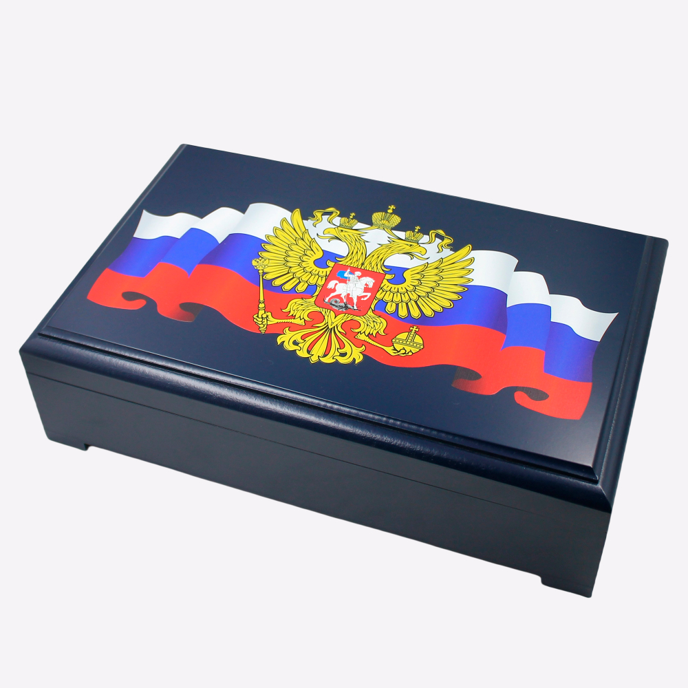 Шкатулка большая Эмаль с изображением 40х25 см синяя