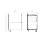 Кухонный модуль напольный 60 см Валенсия с 3-мя ящиками без столешницы, с дубовыми панелями, на ножках / белый, массив дуба