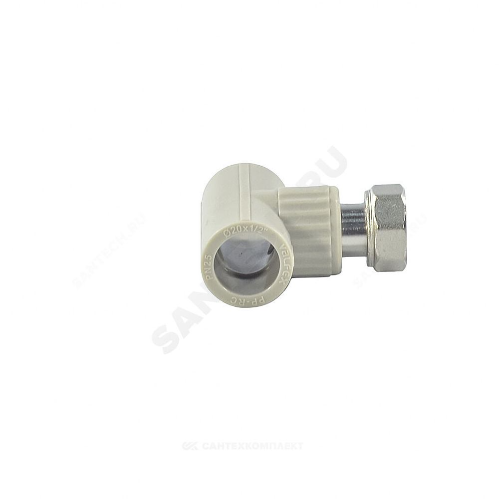 Тройник PP-R комбинированный серый Дн 20х3/4" с накидной гайкой VALFEX 10140120Г