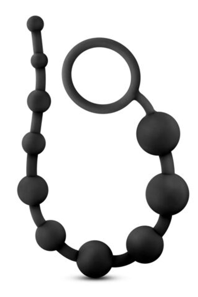 Черная анальная цепочка 10 Anal Beads - 31,8 см. (Цвет: черный)