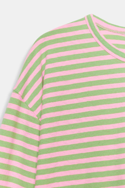 ZARA ФУТБОЛКА ИЗ ХЛОПКА И ЛЬНА В ПОЛОСКУ, МЯТНЫЙ