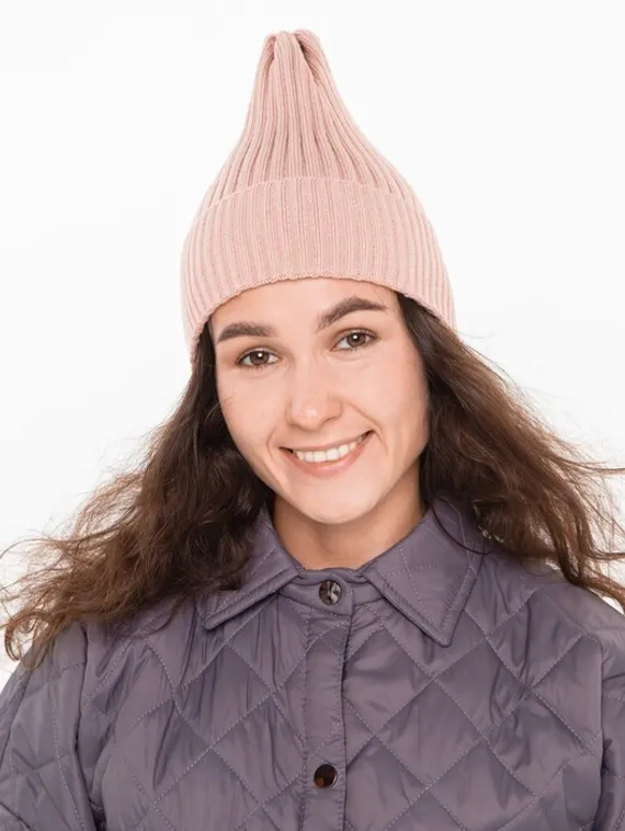 Шапка женская демисезонная , цвет пудра, размер 52-56