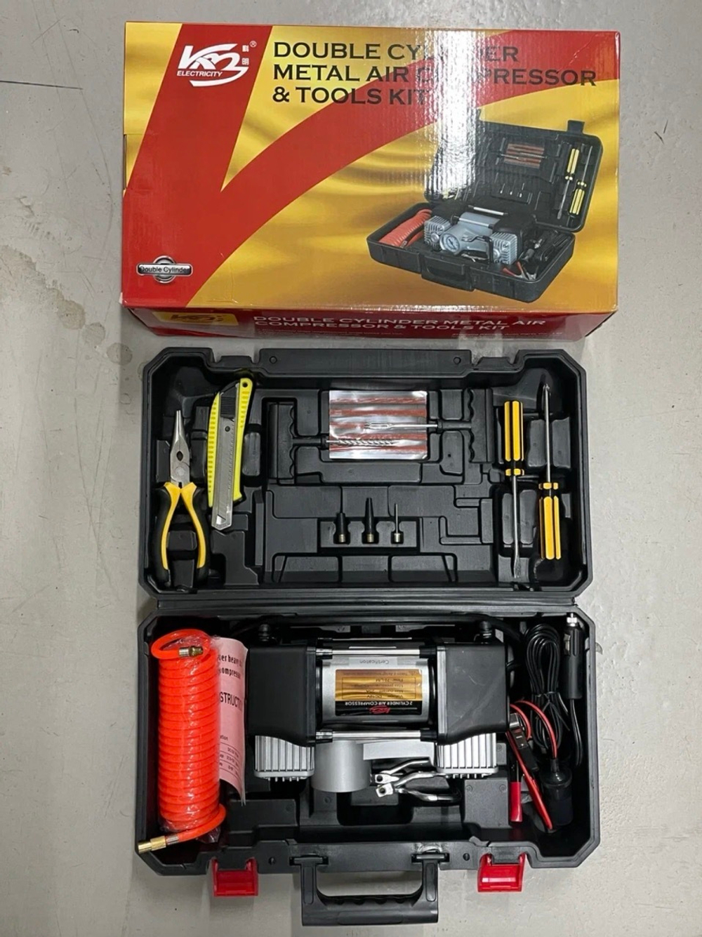 Компрессор автомобильный для накачки шин, двухпоршневой, в кейсе, 70 л / мин, 12 v, 906X, TG (1 шт.)