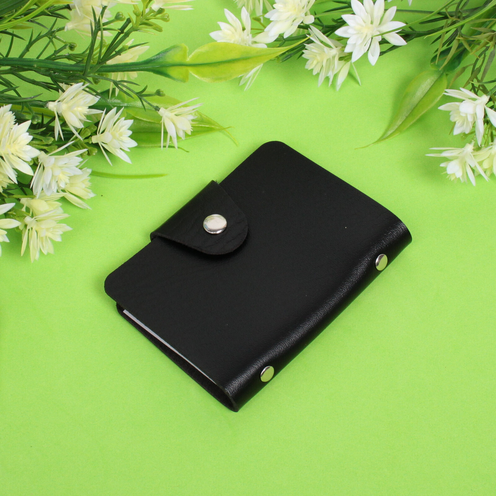 Визитница «Visit design», цвет черный, количество листов 12, на 24 визитки, 10,3*8 см