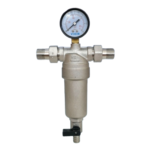 Фильтр самоочищающийся с монометром со латунным корпусом VIEIR