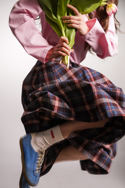 Юбка-колокол из фланели в шотландскую клетку