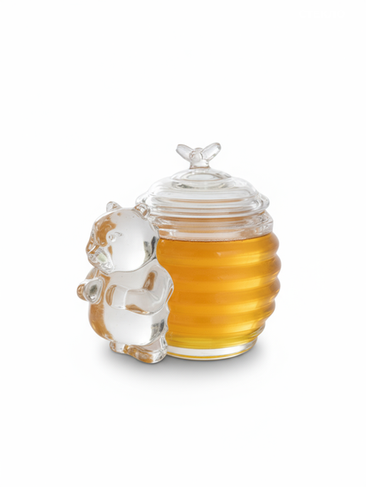 Баночка для меда 240 мл. с крышкой и декором "Мишка"