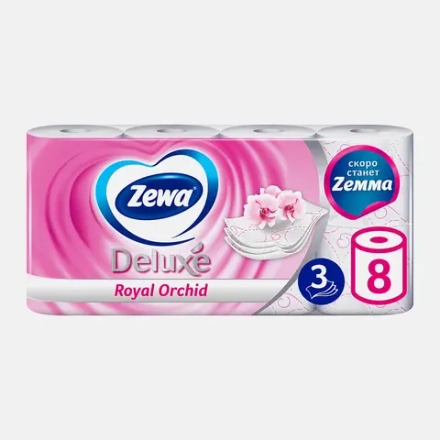Туалетная бумага Zewa Deluxe Орхидея 3 слоя 8 рулонов в ассортименте