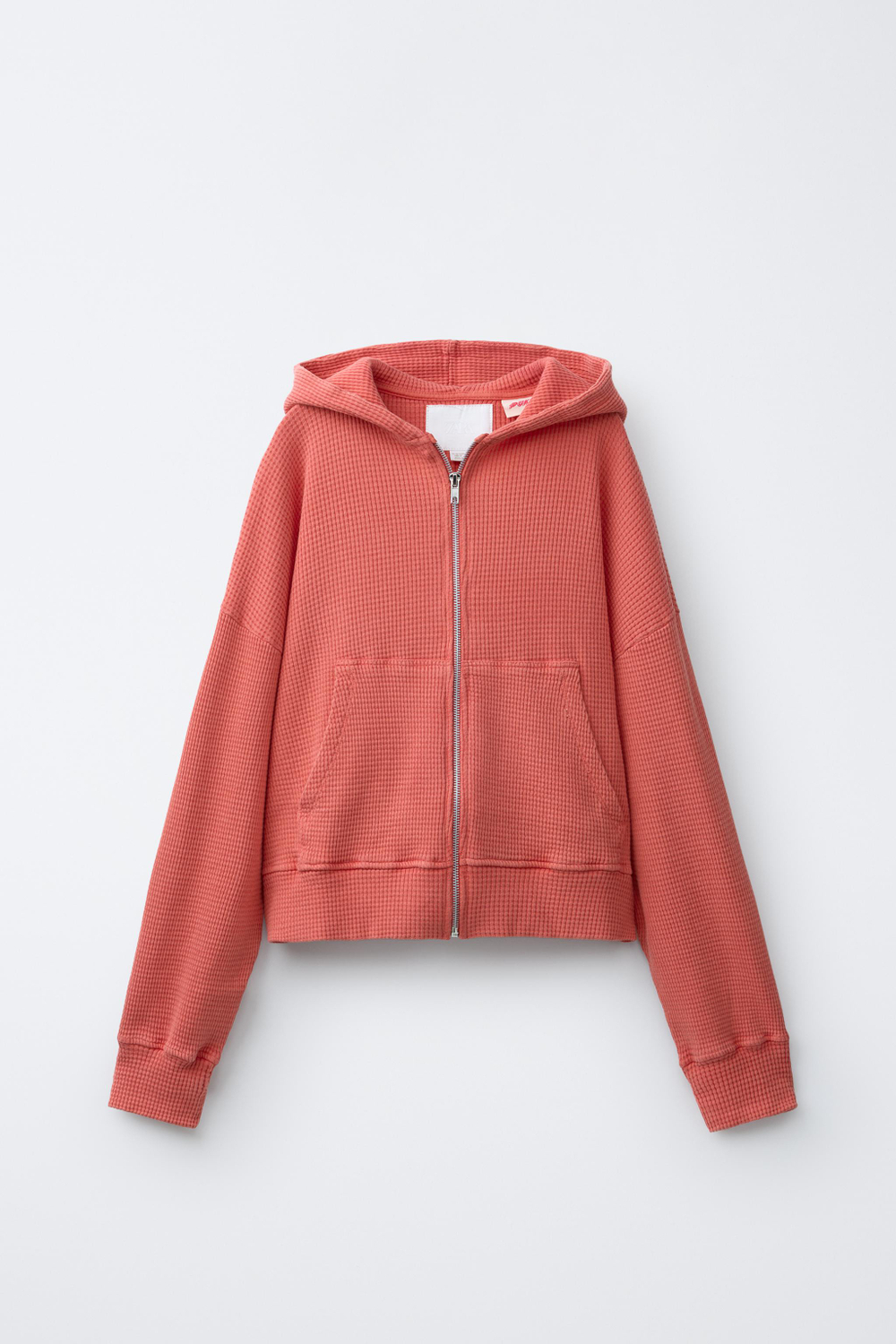 ZARA X PUKAS УКОРОЧЕННАЯ ТОЛСТОВКА В РУБЧИК, КРАСНЫЙ
