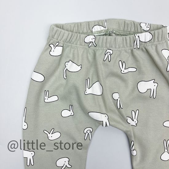 Штанишки хлопковые "Смешные зайки" темно-оливковый