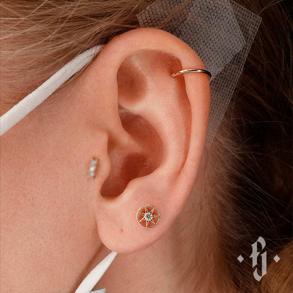 Накрутка "Deorum" - Желтое золото - White CZ