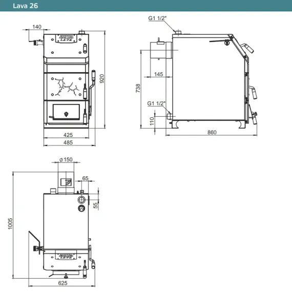 Котел твердотопливный ZOTA Lava 26 кВт 34132