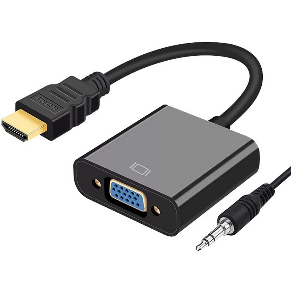 Переходник HDMI (male) x VGA (female) +AUX Rohs