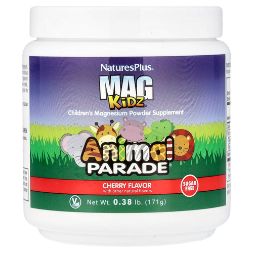NaturesPlus, Mag Kidz®, Animal Parade®, для детей, добавка с магнием в виде порошка, вишня, 171 г (0,38 фунта)