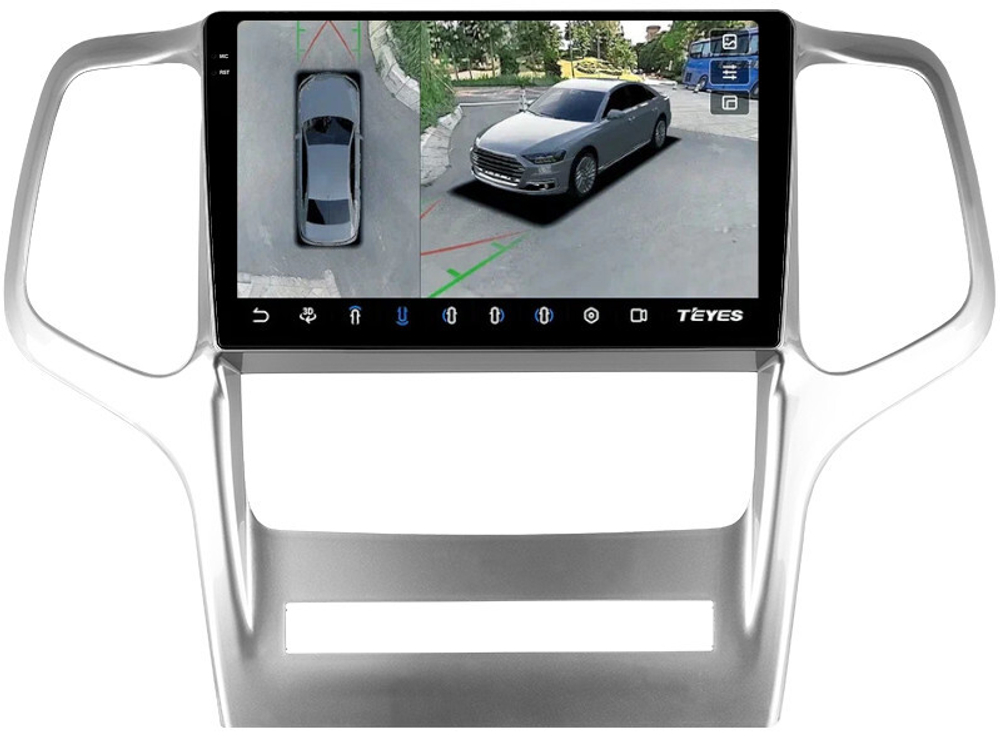 Магнитола для Jeep Grand Cherokee WK2 2010-2013 - Teyes CC3-2K-360 на Android 10, 2K QLED, 6Гб+128Гб, CarPlay, 4G SIM-слот, 4 камеры в комплекте