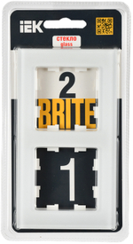 BRITE Рамка 2-местная РУ-2-2-Бр стекло белый матовый IEK
