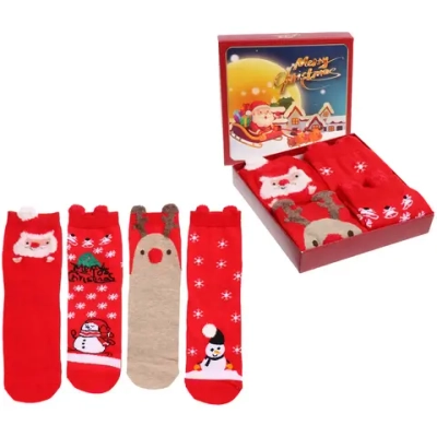 Носки женские в подарочной коробке 4шт «NEXOLOD», 4 дизайна, цвет красный, р36-39