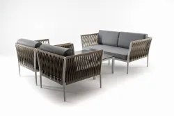 "Касабланка" лаунж-зона плетеная из роупа 4-местная, цвет серый