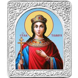 Святая Тамара. Маленькая икона в серебряной раме