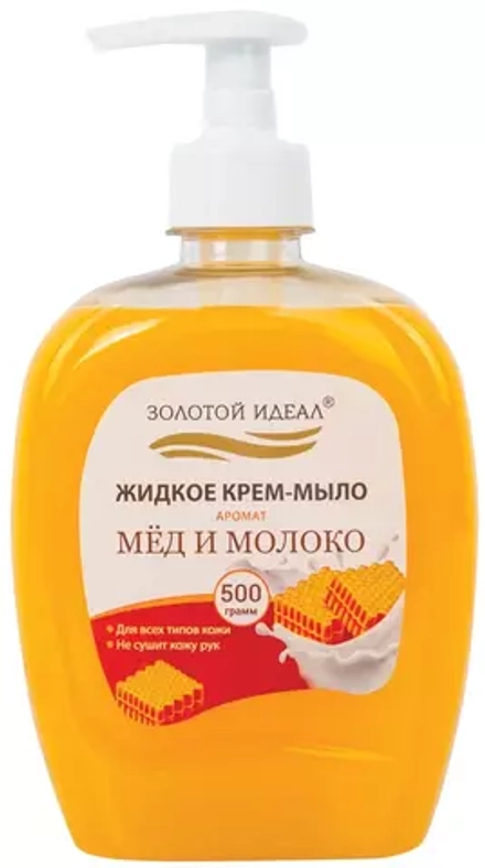 Золотой идеал Крем-мыло Мед и молоко, 500 мл, 500 г