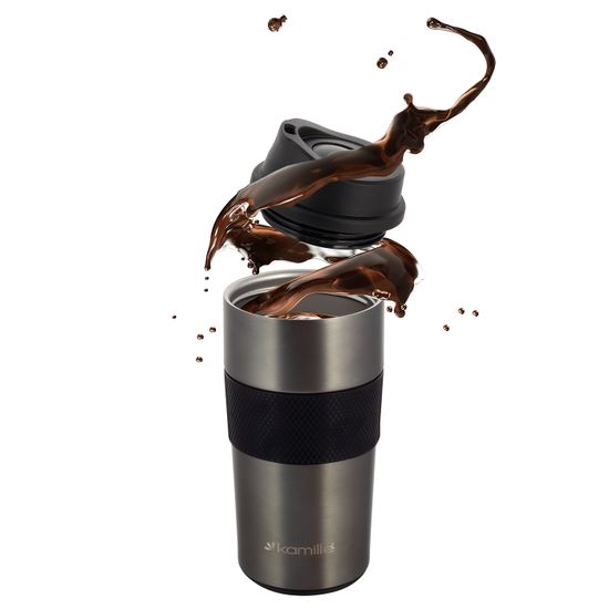 Термокружка 480 мл. из нержавеющей стали Kamille KM 2150A с TPR вставкой