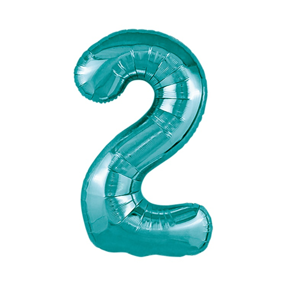 Шар фольгированный Цифра 2 101 см (Бирюзовый)