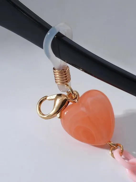 Цепочка для очков &quot;Смайлики и сердечки&quot; звенья, цвет розовый, 70 см