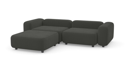 Диван с оттоманкой Баббл Vivaldi 37 273*221*62 см, Серый Велюр Нераскладной Фиеста