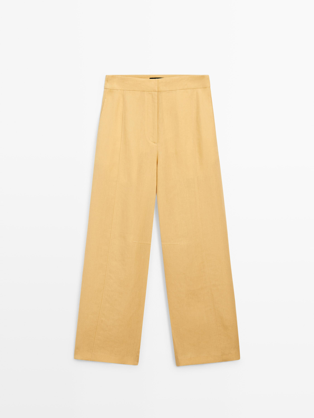 Massimo Dutti Льняные брюки прямого кроя, желтый