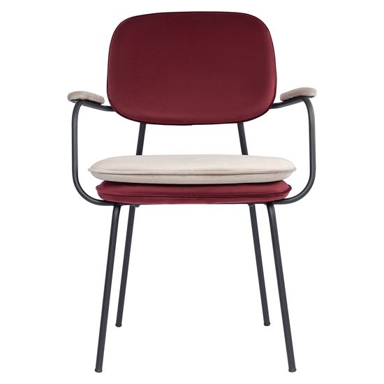 Стул с подлокотниками pea, велюр, бордовый/бежевый