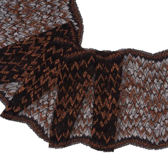 Кружево эластичное черное/люрекс 22 см, Китай