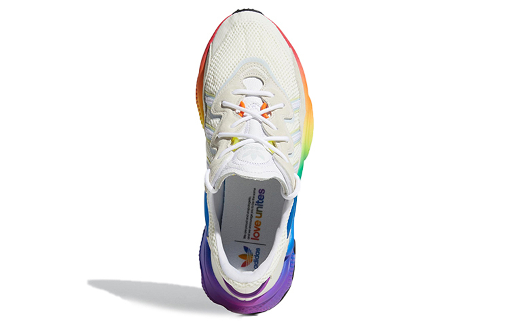 Adidas originals Ozweego Pride non-slip lightweight low-cut sports casual shoes for men and women with the same rainbow