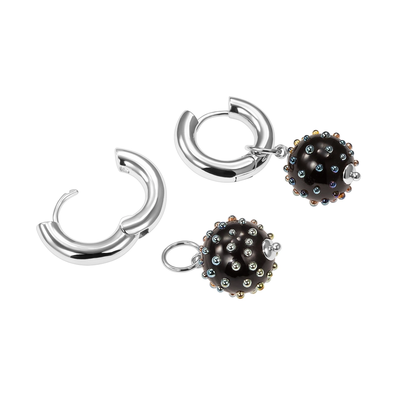 Серьги с черными подвесками Мурано