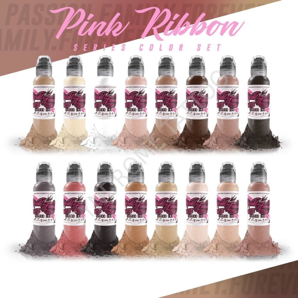 16 Color Samantha Rae's Pink Ribbon Set 1oz World Famous Tattoo Ink