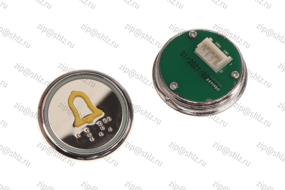 Кнопка (кнопочный модуль) BBP-R550-MRWM-BEL-2NO-C &quot;Колокольчик&quot;, круглая, статическая белая подсветка, с кодом Брайля.
