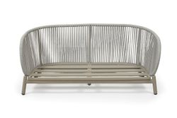 "Прато" диван двухместный из искусственного ротанга, цвет светло-серый, каркас под дерево (холодно-бежевый)